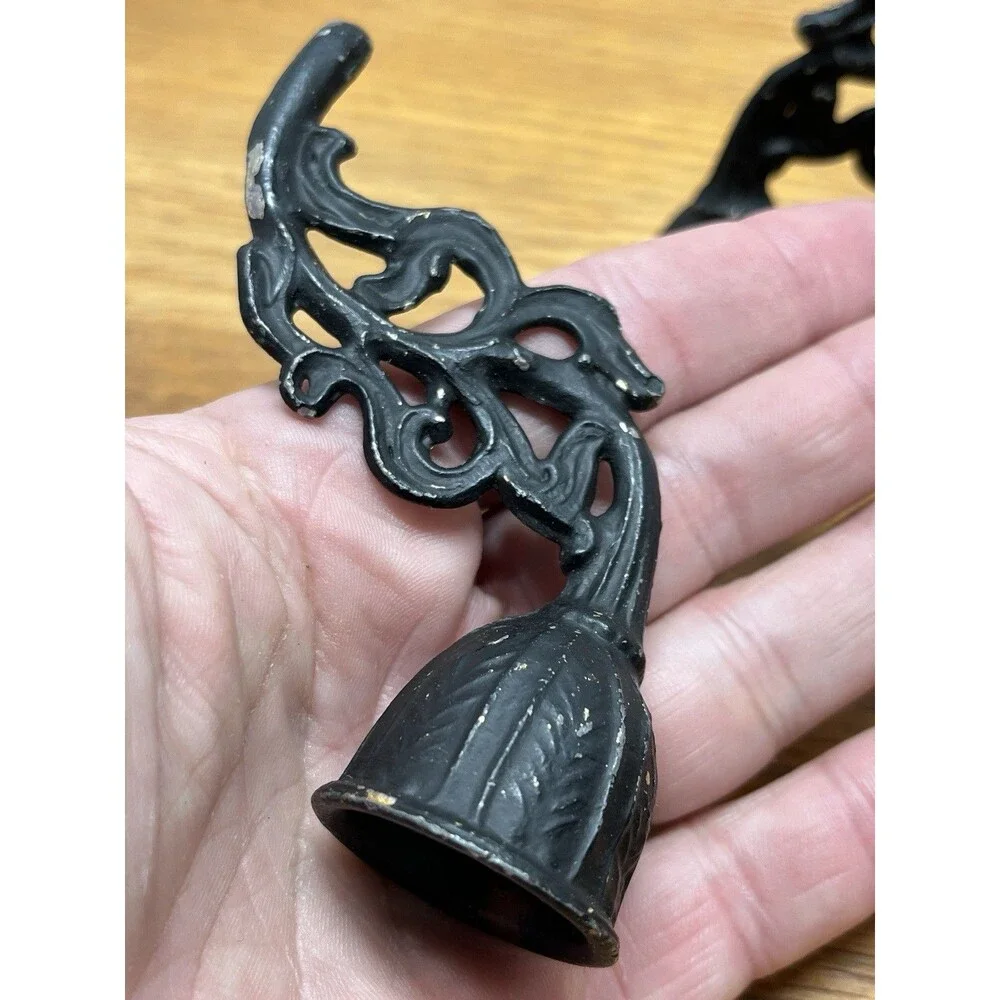 Two Vintage Ornate Candle Snuffers Collectible Metal Farmhouse Country Deco READ